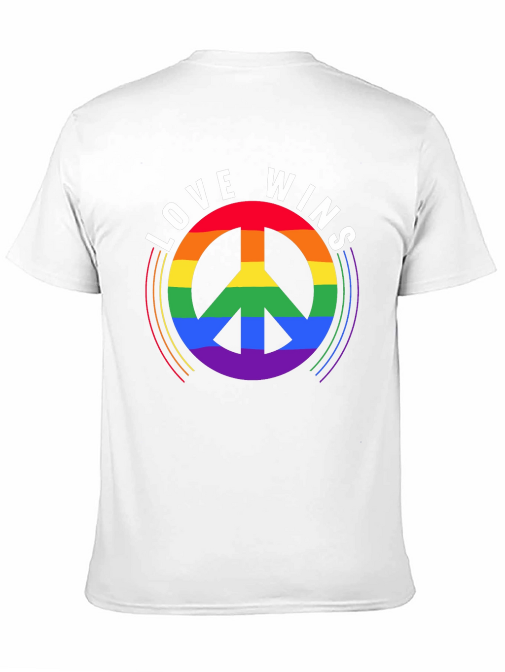 Love Wins Rainbow Peace Sign Black T-Shirt
