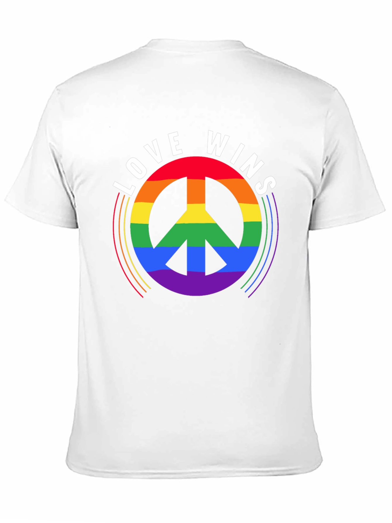 Love Wins Rainbow Peace Sign Black T-Shirt