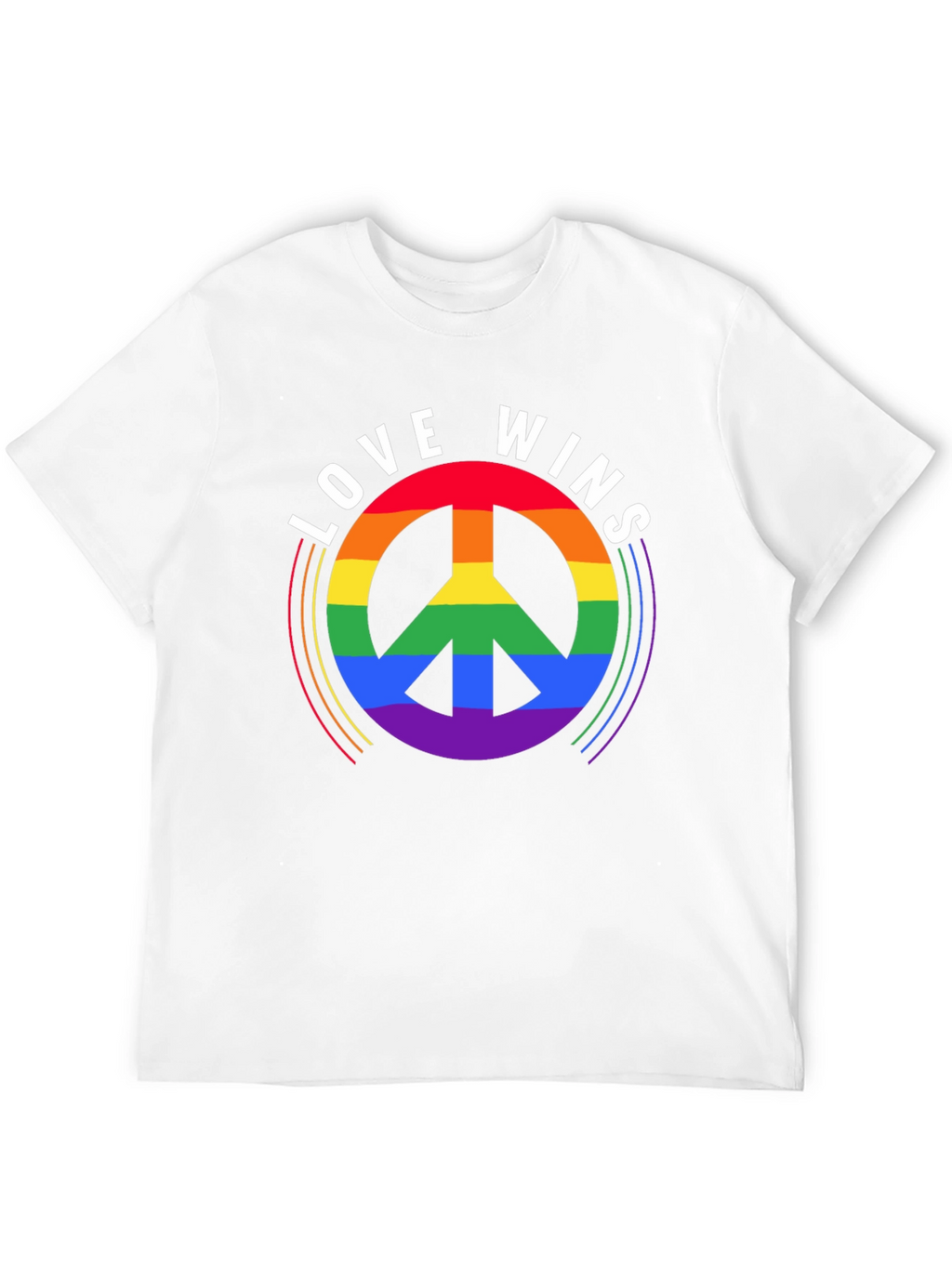 Love Wins Rainbow Peace Sign Black T-Shirt