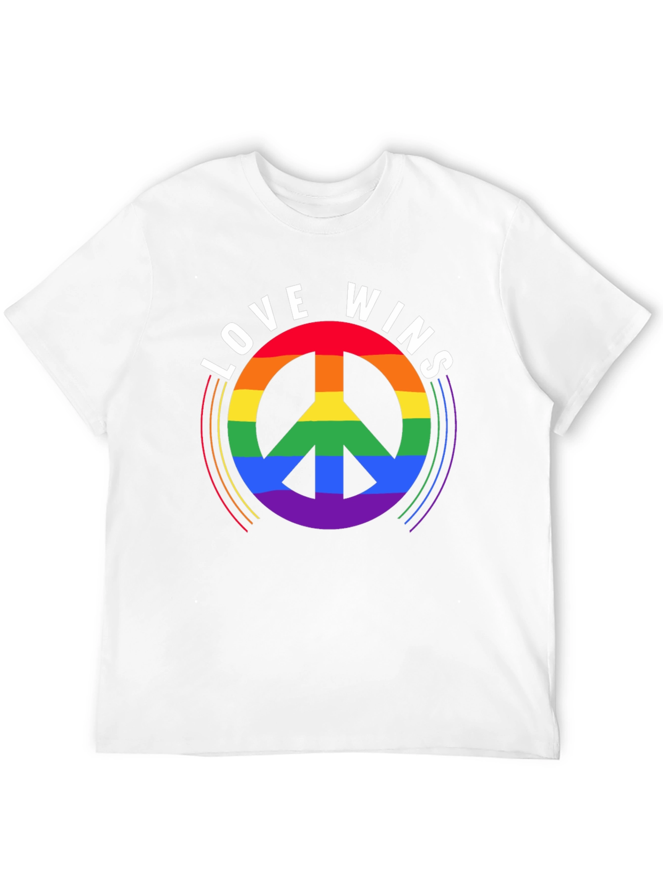 Love Wins Rainbow Peace Sign Black T-Shirt