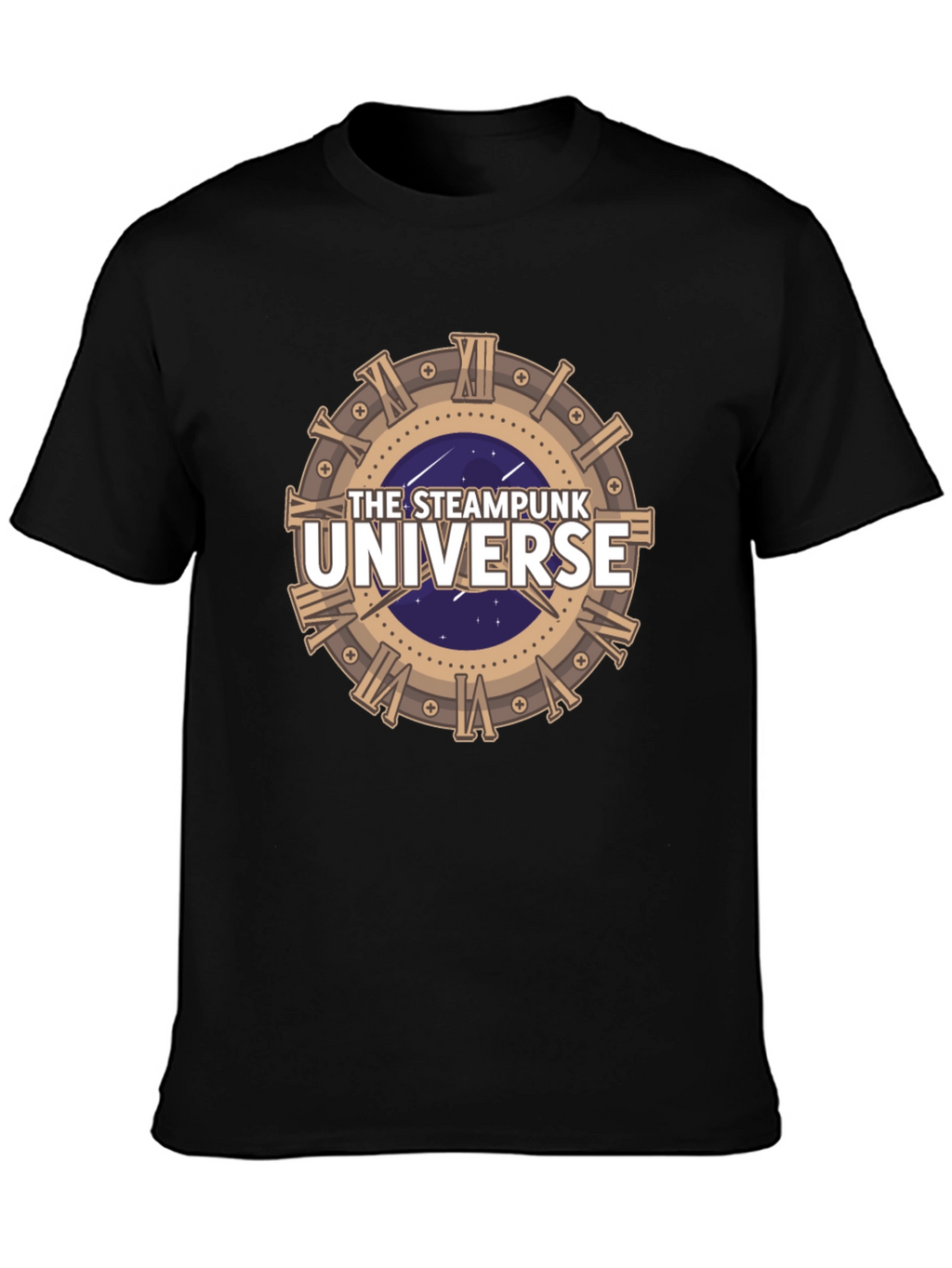 Steampunk Universe Graphic Tee - Black Cotton T-Shirt