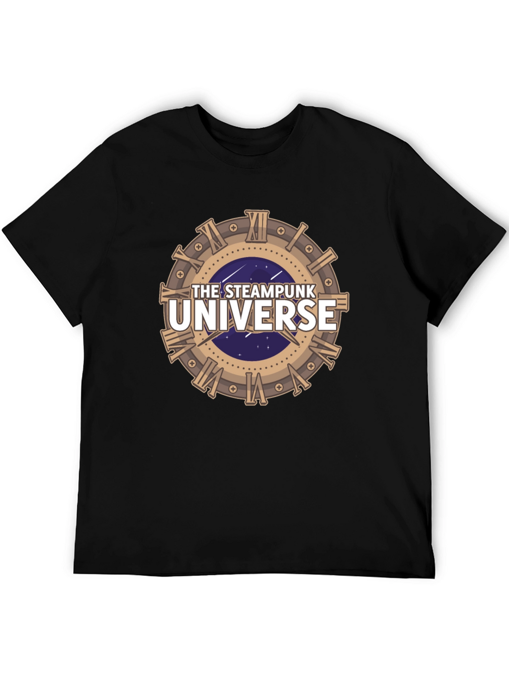 Steampunk Universe Graphic Tee - Black Cotton T-Shirt