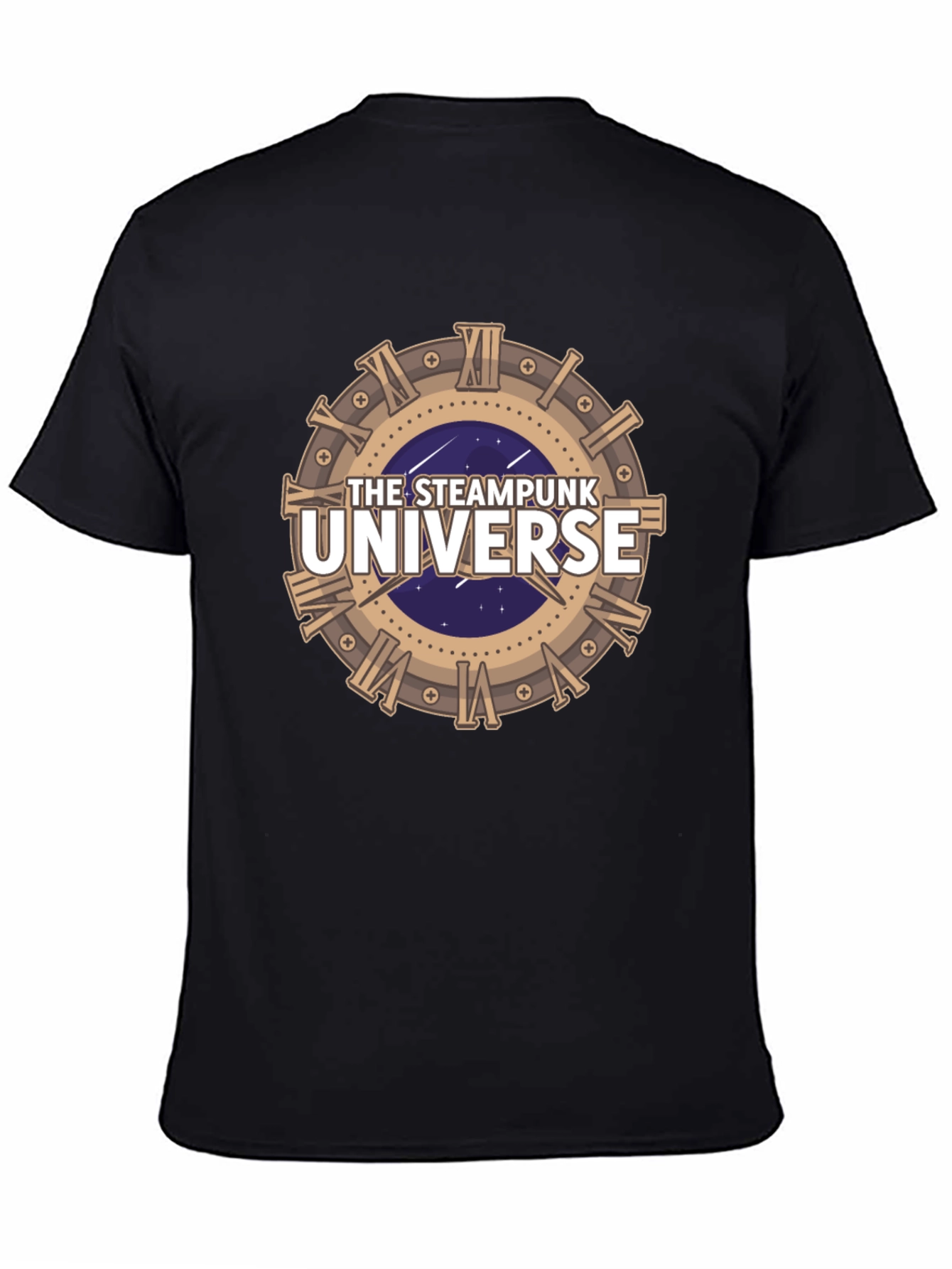 Steampunk Universe Graphic Tee - Black Cotton T-Shirt