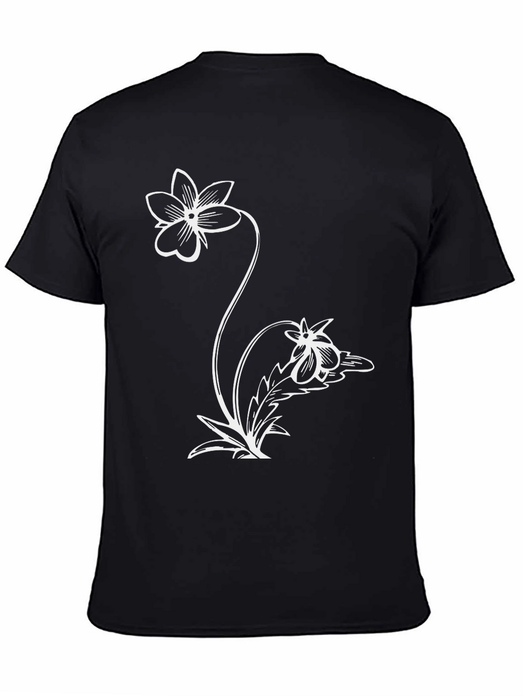 Black T-Shirt with Floral Graphic