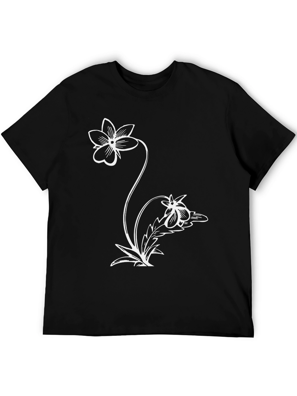 Black T-Shirt with Floral Graphic