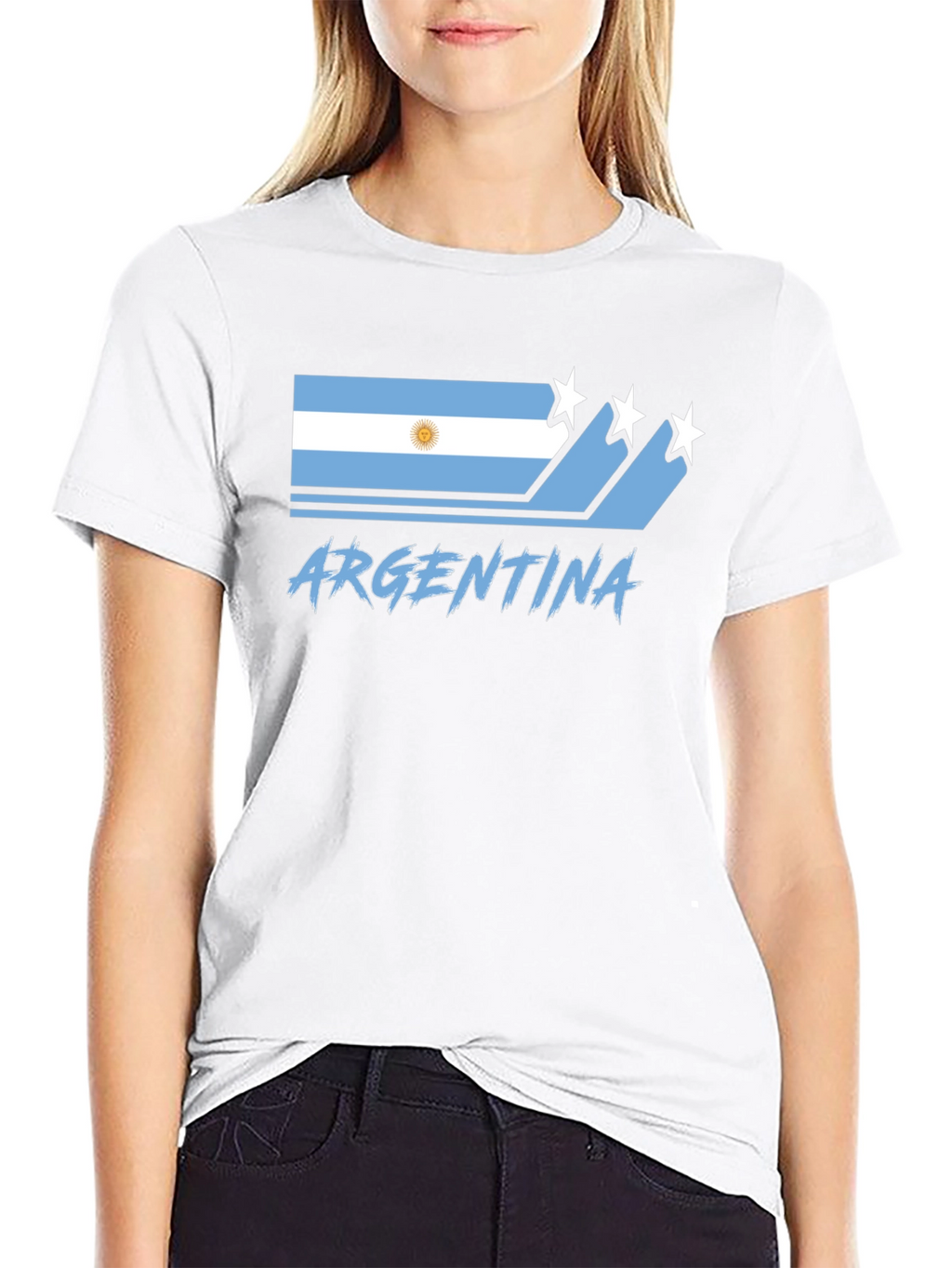 Argentina Flag Graphic Black T-Shirt
