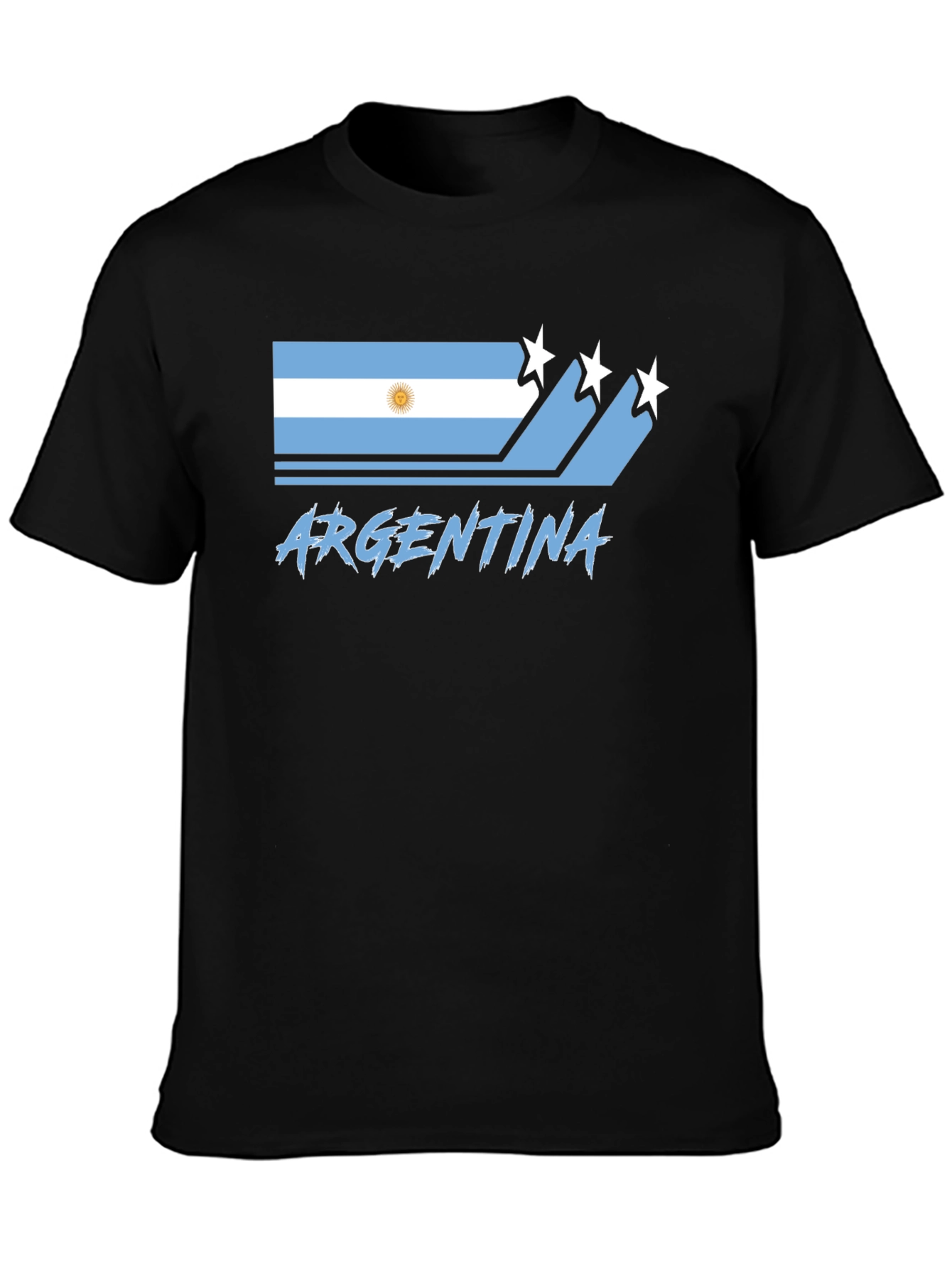 Argentina Flag Graphic Black T-Shirt