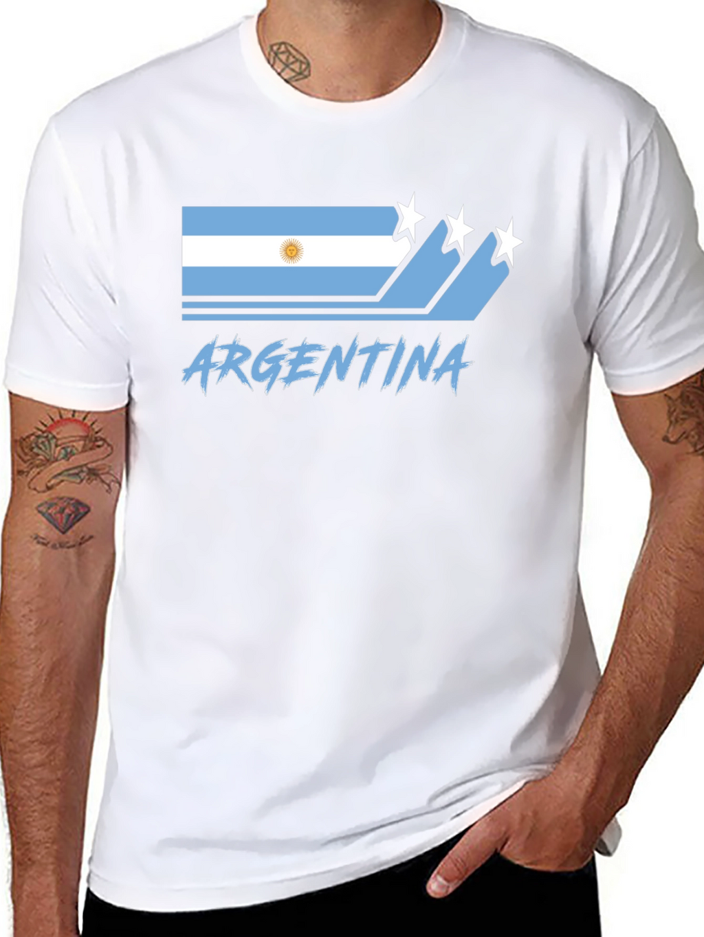 Argentina Flag Graphic Black T-Shirt