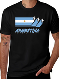 Argentina Flag Graphic Black T-Shirt