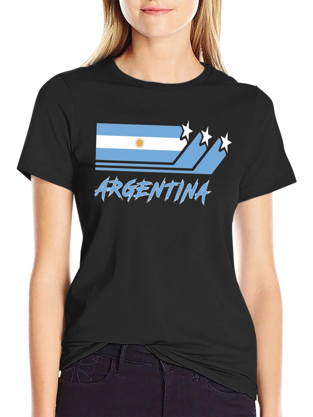 Argentina Flag Graphic Black T-Shirt