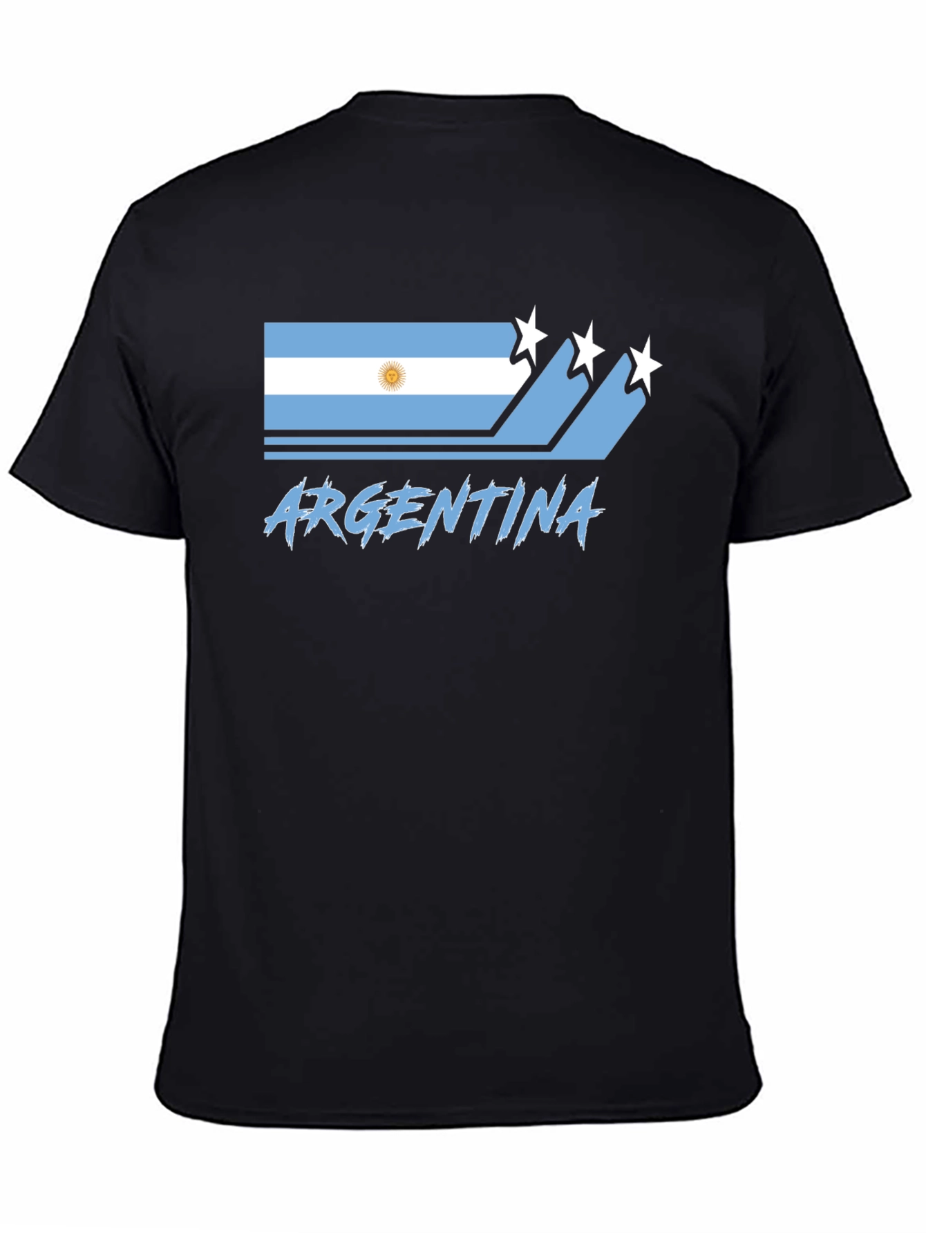 Argentina Flag Graphic Black T-Shirt