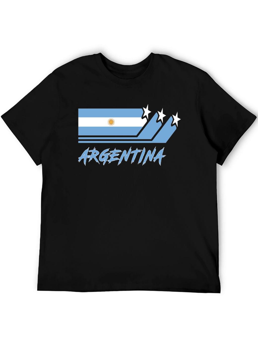 Argentina Flag Graphic Black T-Shirt
