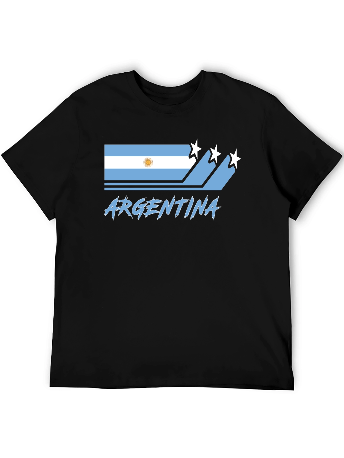 Argentina Flag Graphic Black T-Shirt