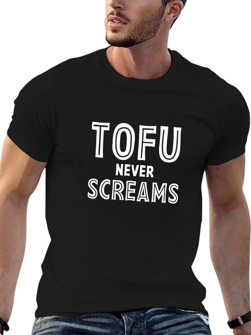 Tofu Never Screams Graphic Tee - Vegan Humor