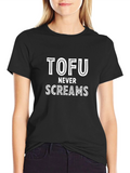 Tofu Never Screams Graphic Tee - Vegan Humor