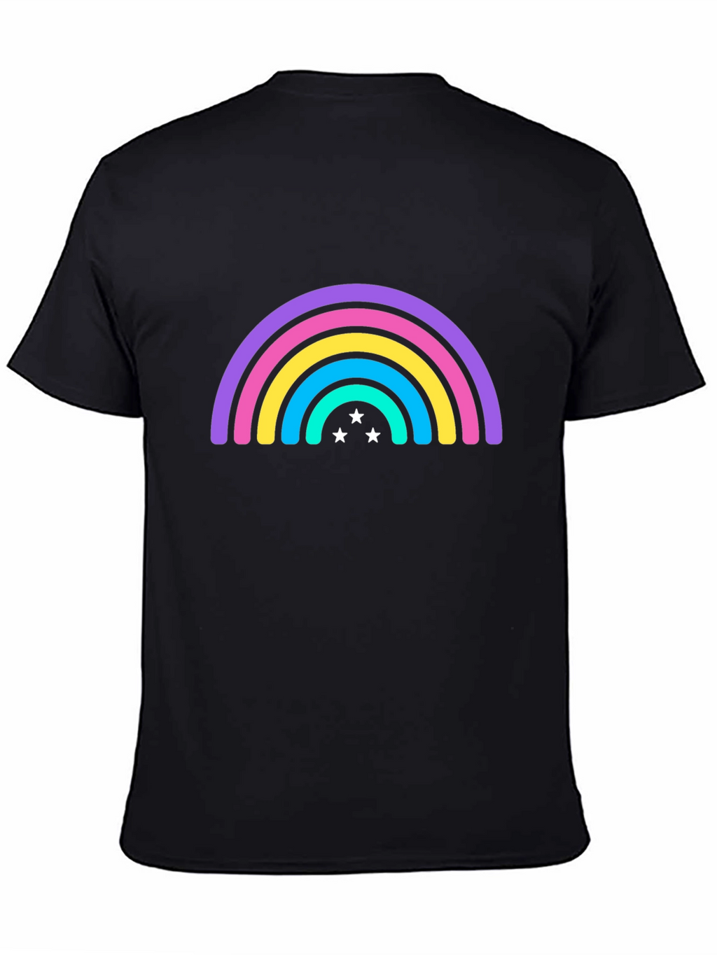 Rainbow Star Graphic Tee - Black Casual T-Shirt