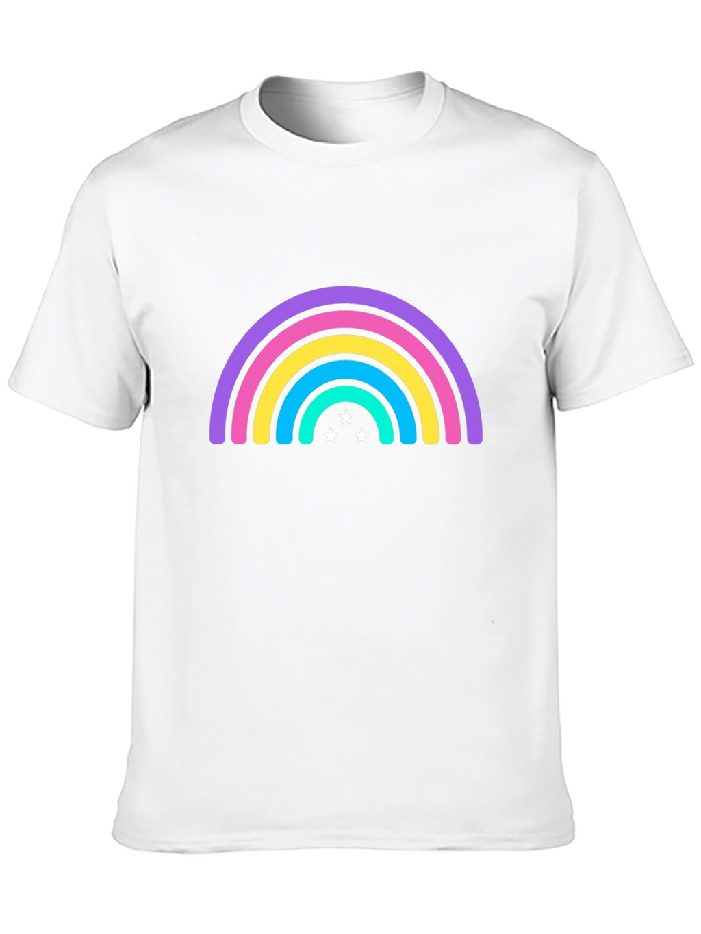 Rainbow Star Graphic Tee - Black Casual T-Shirt