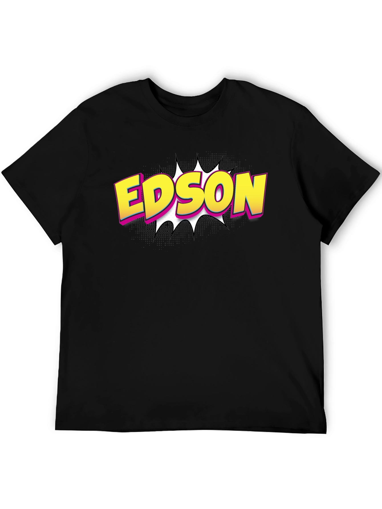 Edson Comic Style Graphic Tee - Black Cotton
