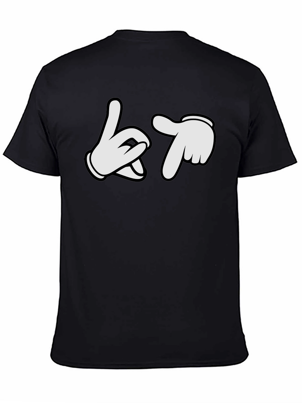 Cartoon Hands Crew Neck Black T-Shirt