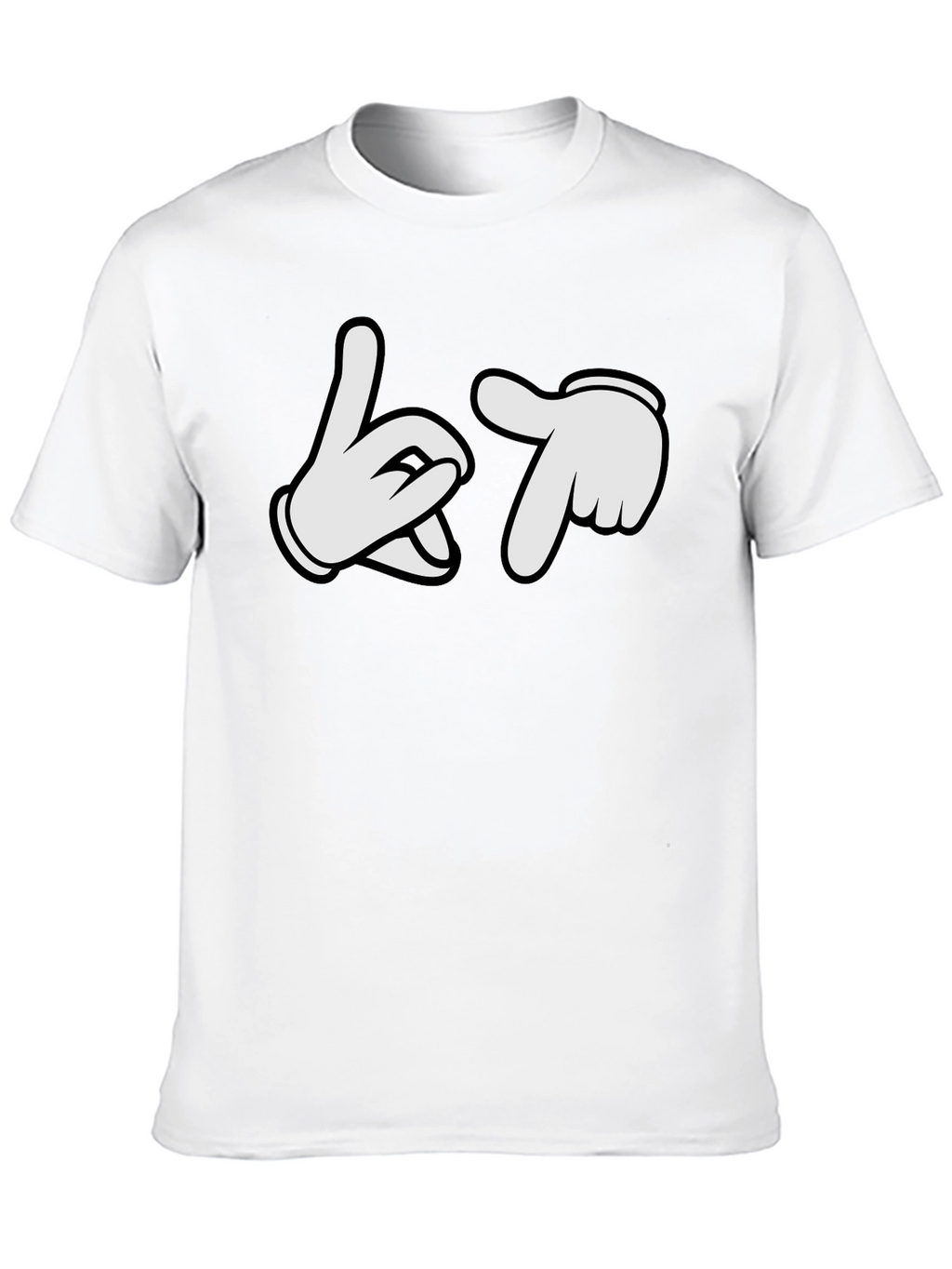 Cartoon Hands Crew Neck Black T-Shirt