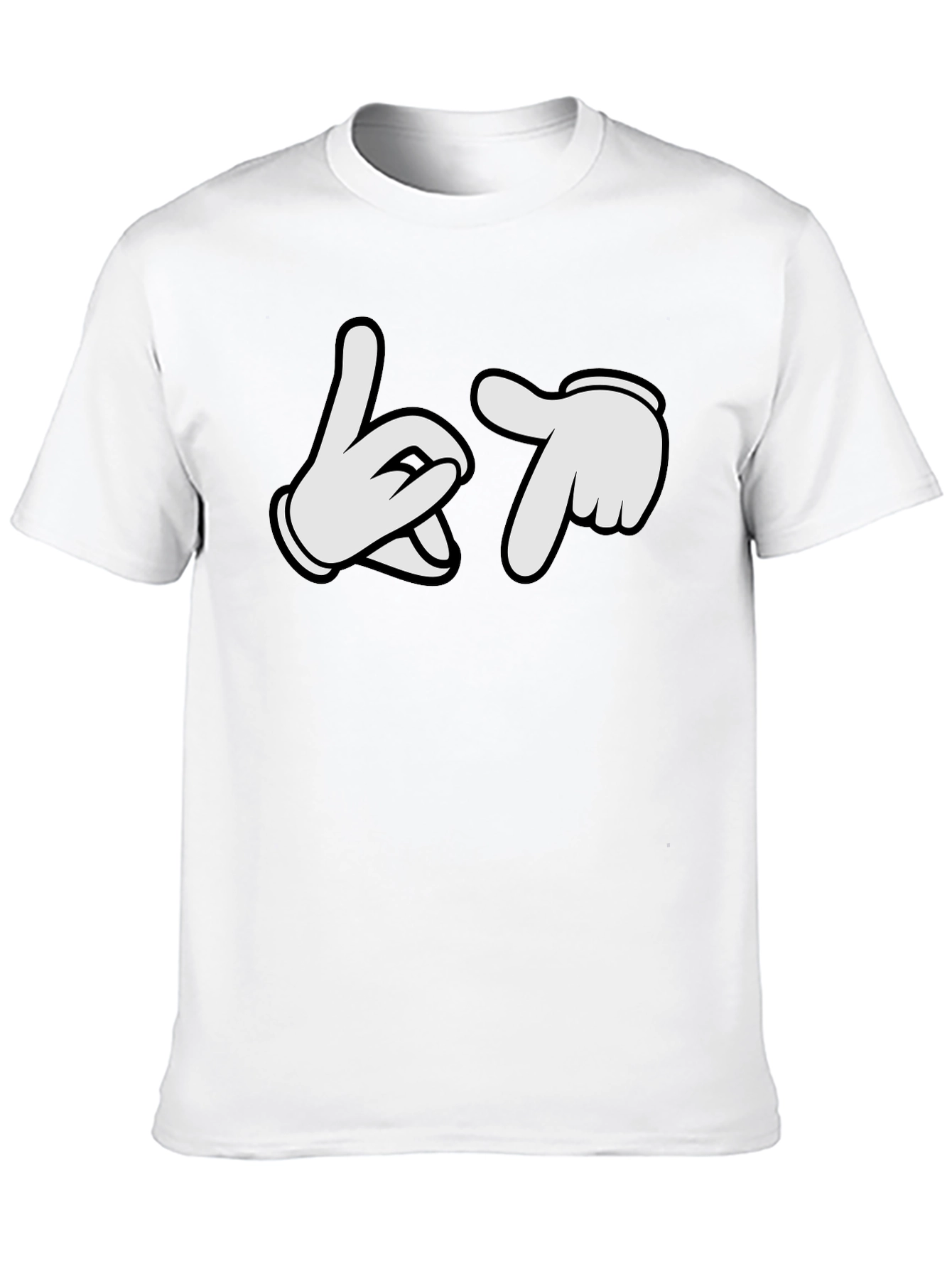 Cartoon Hands Crew Neck Black T-Shirt