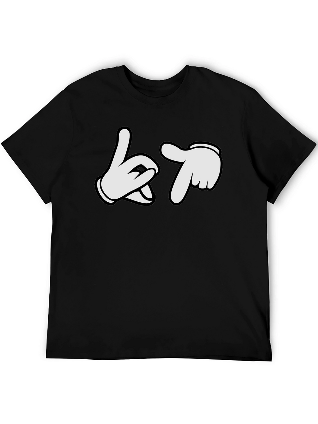 Cartoon Hands Crew Neck Black T-Shirt