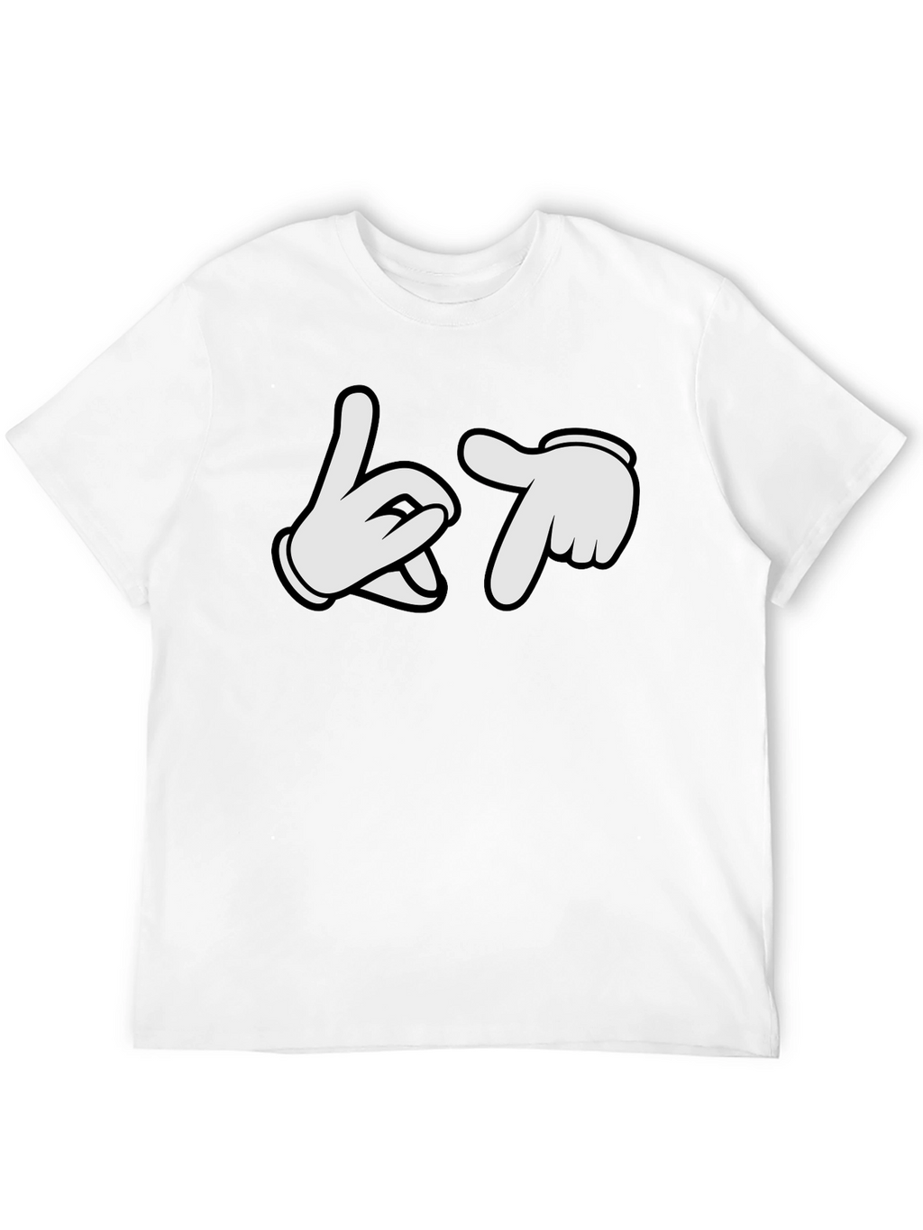 Cartoon Hands Crew Neck Black T-Shirt