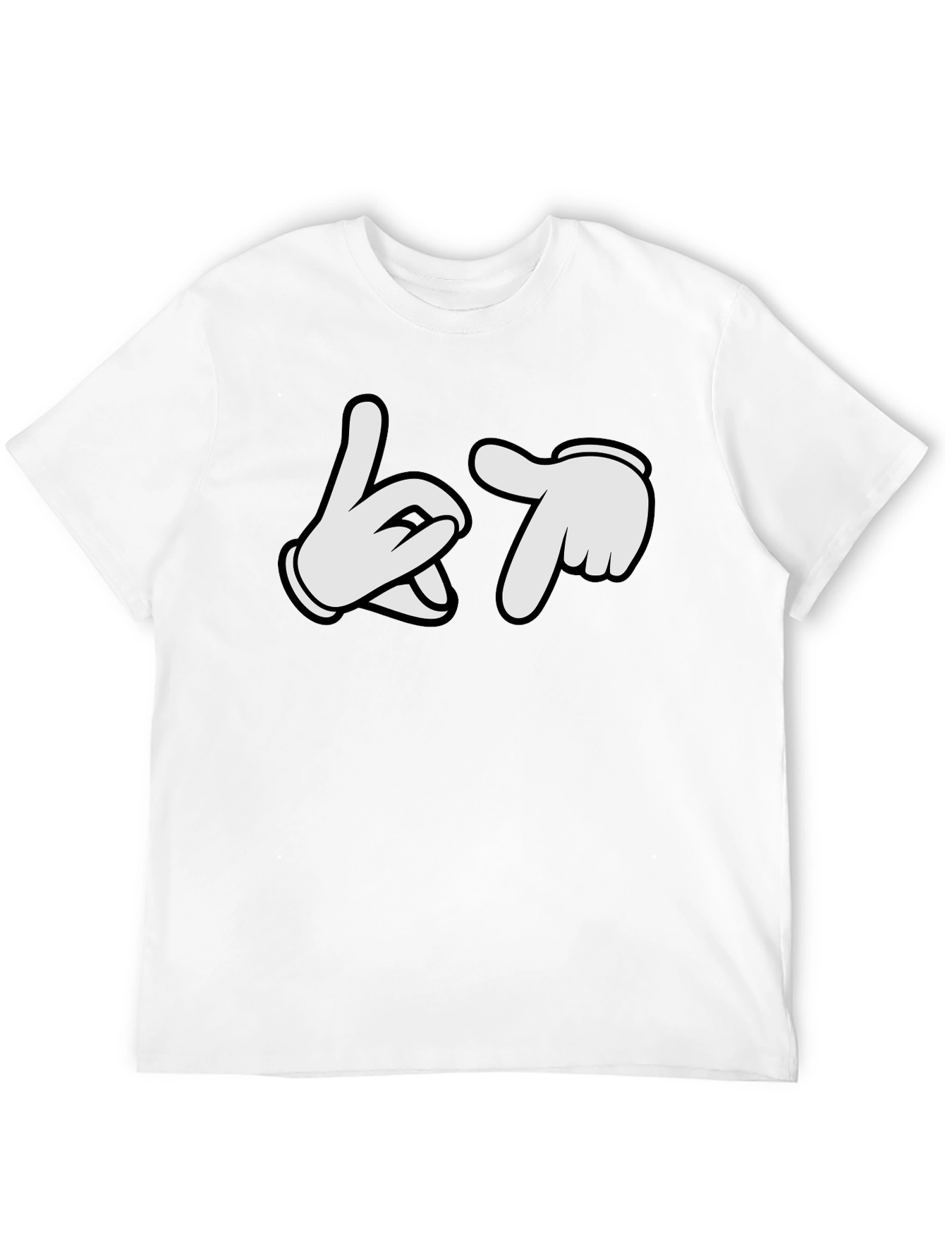 Cartoon Hands Crew Neck Black T-Shirt