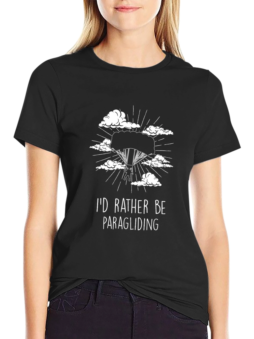 Id Rather Be Paragliding Black T-Shirt