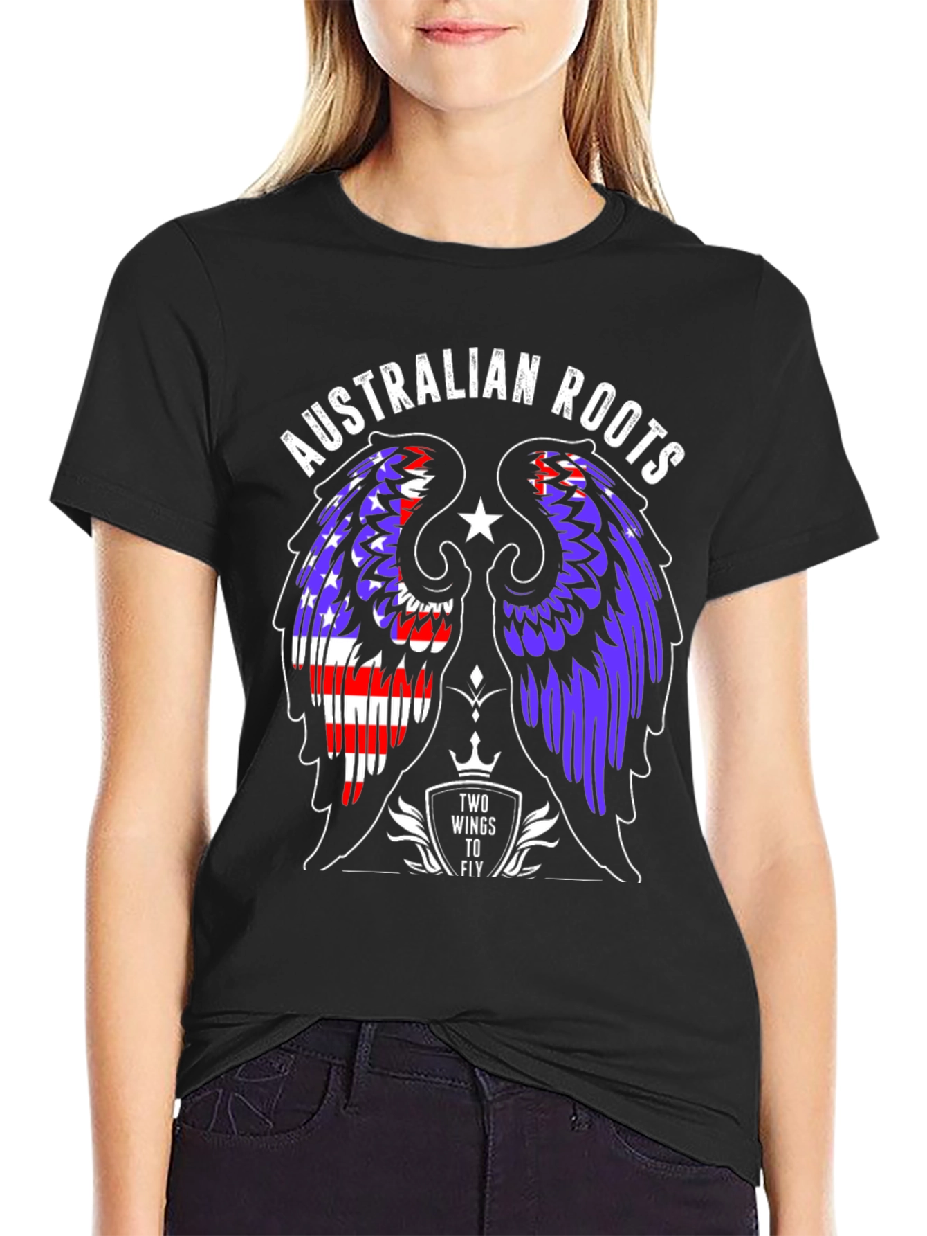 Australian Roots Wings Graphic Tee - Black