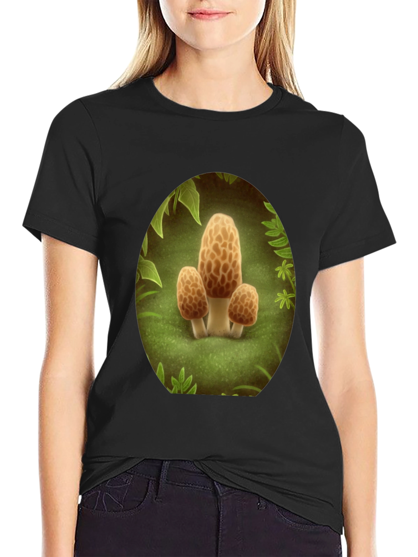 Mushroom Crewneck T-Shirt - Funky Forest Design