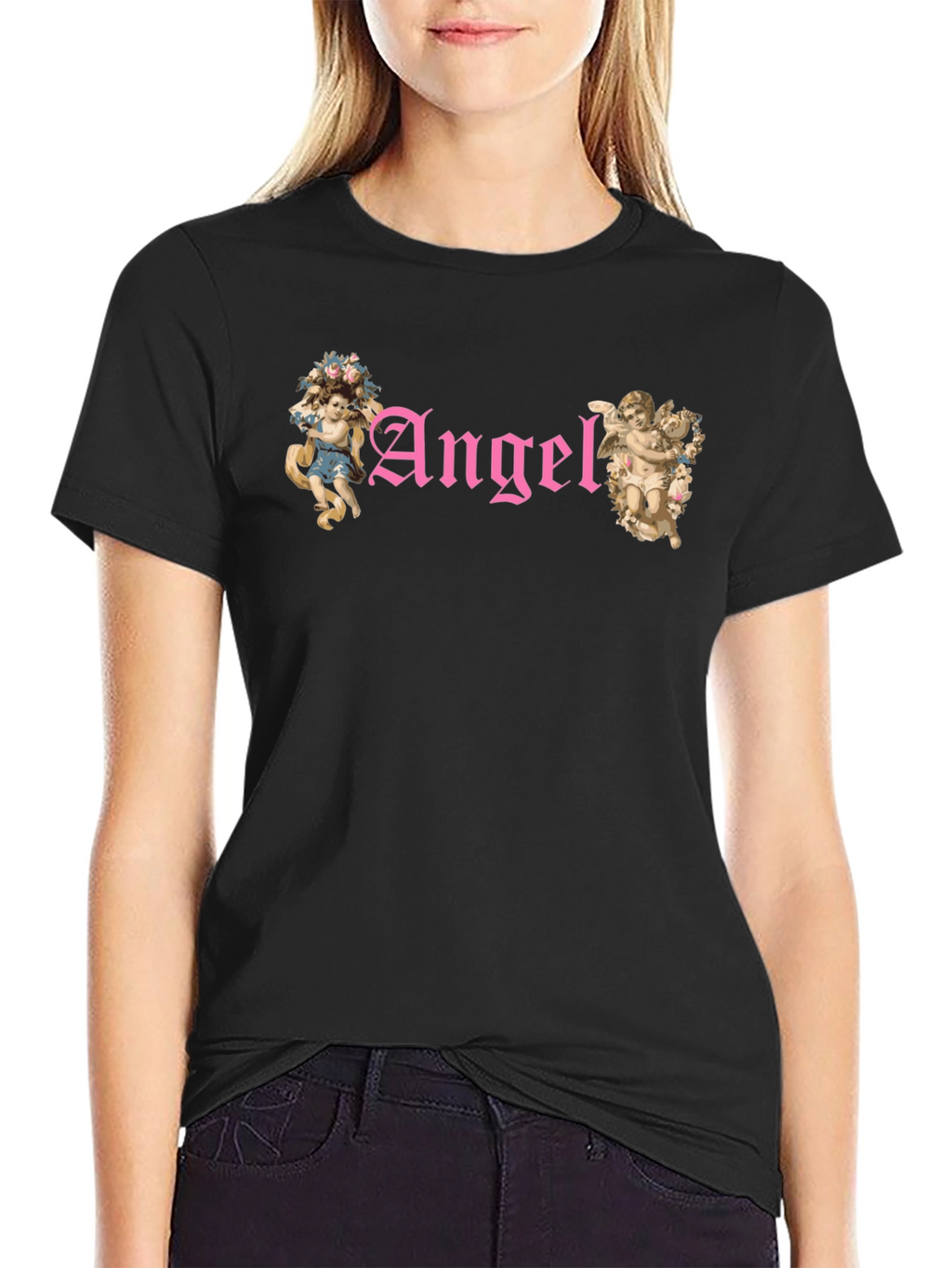 Angel Graphic T-Shirt - Black Cotton Tee