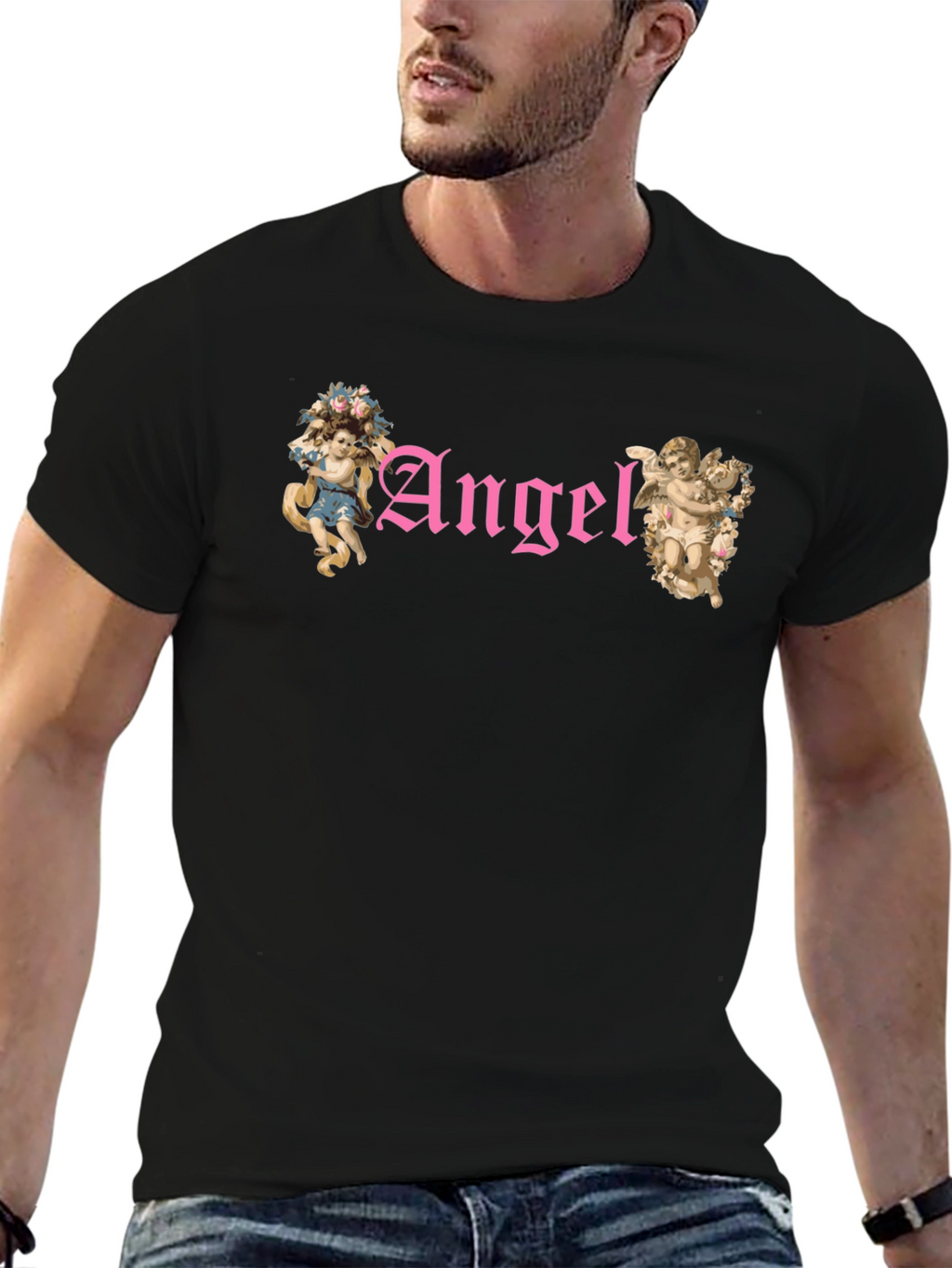 Angel Graphic T-Shirt - Black Cotton Tee