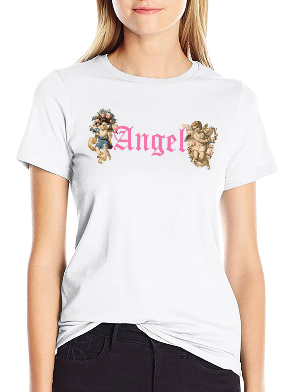 Angel Graphic T-Shirt - Black Cotton Tee