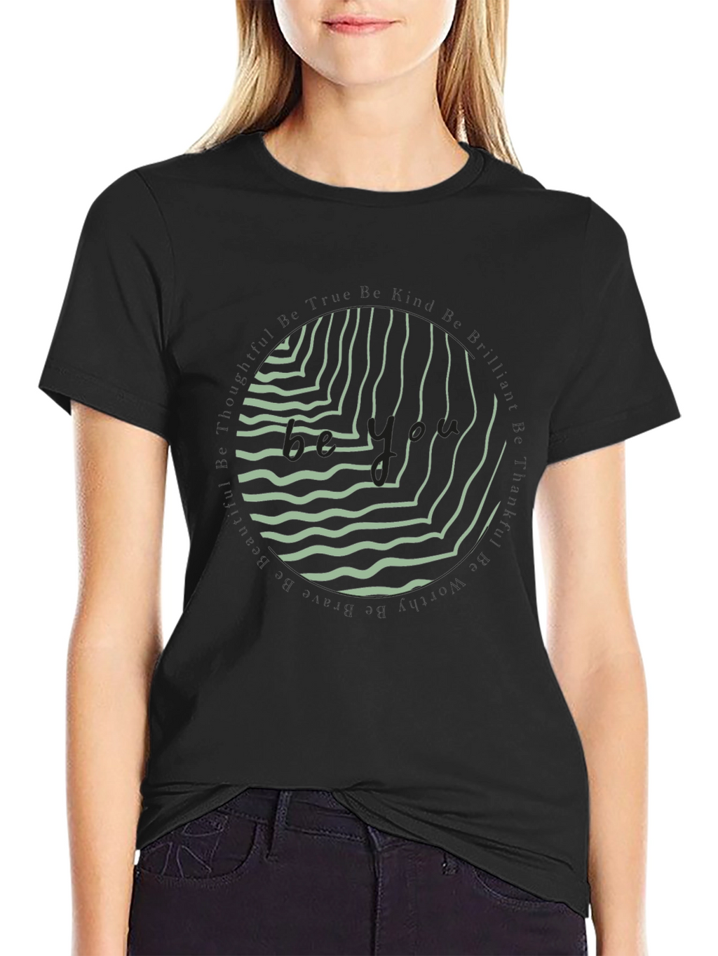 Abstract Graphic Print Mens Black T-Shirt