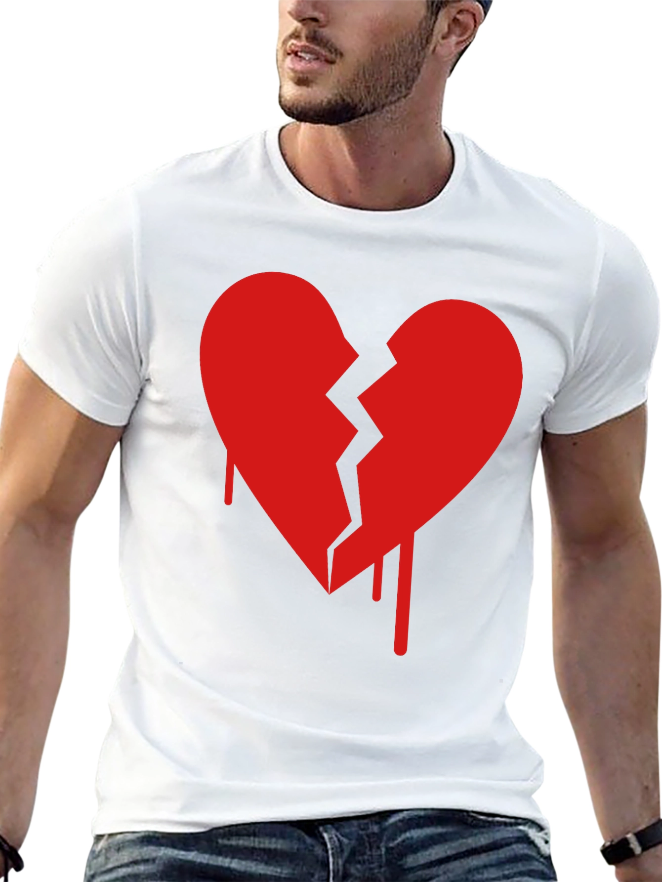 Broken Heart Graphic Tee - Mens Casual Shirt