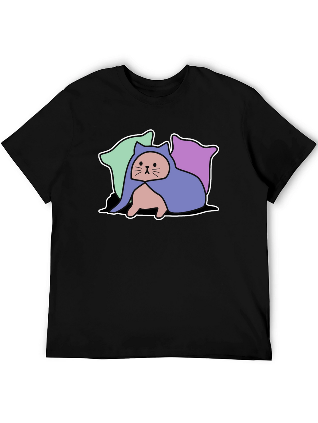 Hooded Cat Tee - Whimsical Graphic T-Shirt