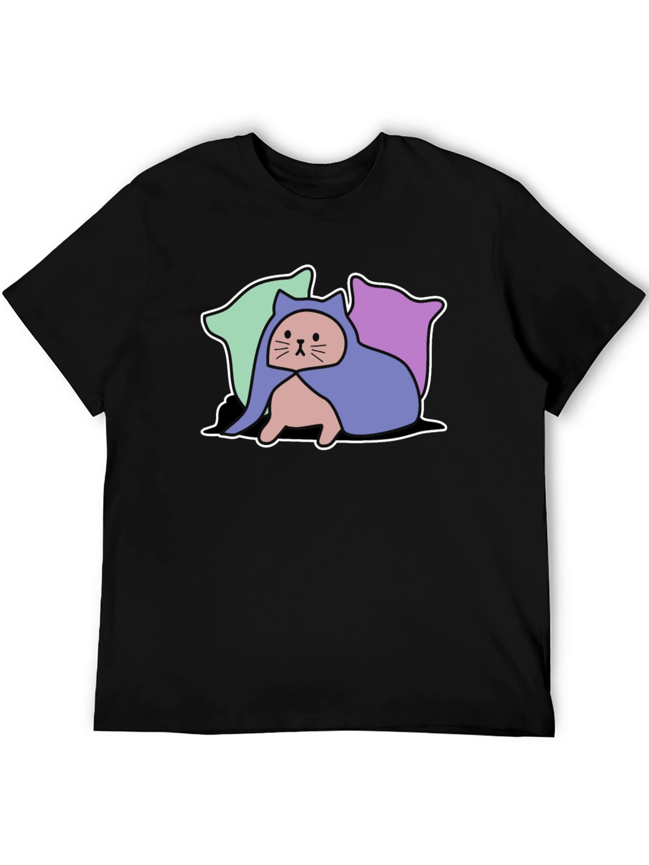 Hooded Cat Tee - Whimsical Graphic T-Shirt