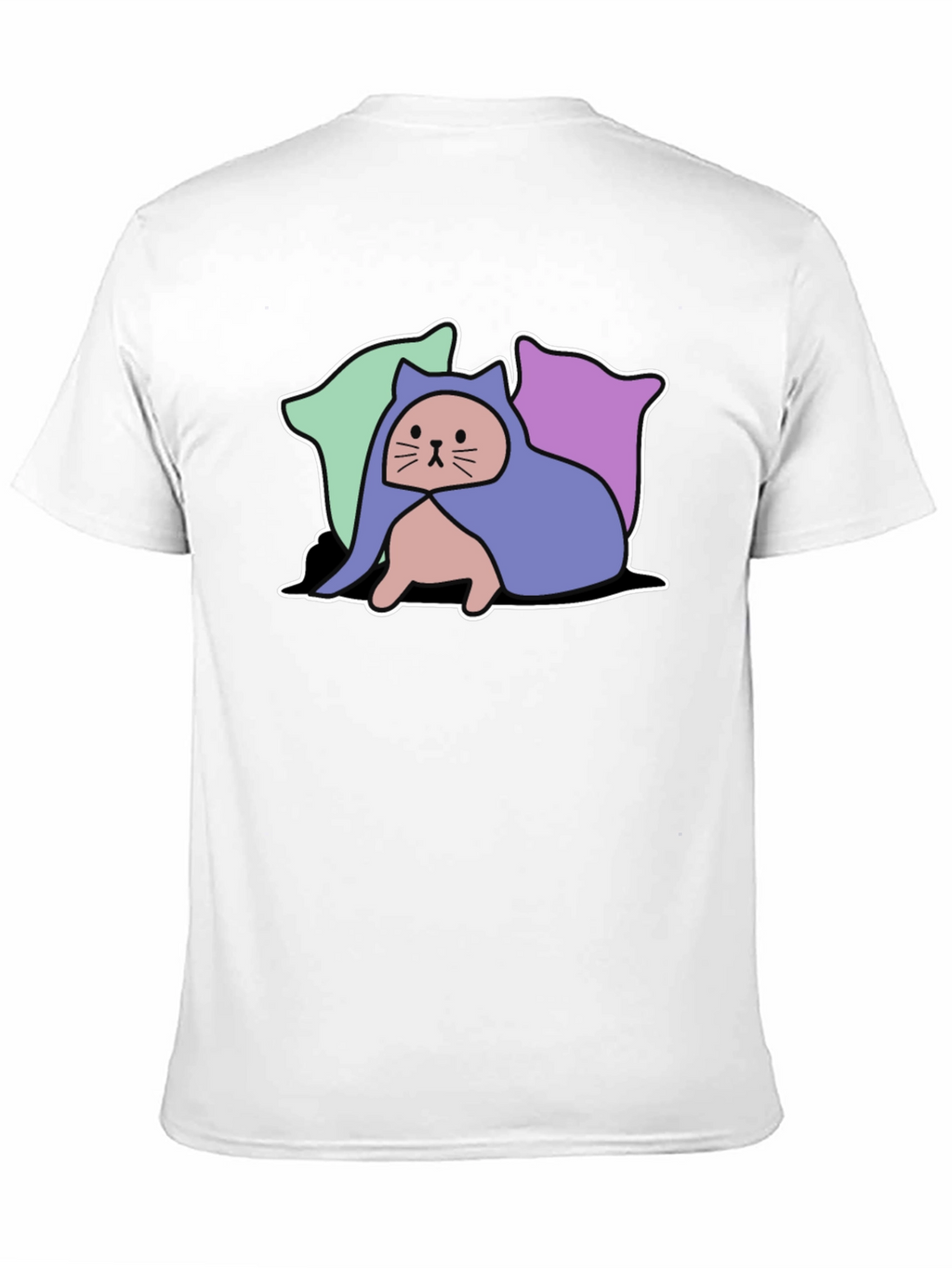 Hooded Cat Tee - Whimsical Graphic T-Shirt