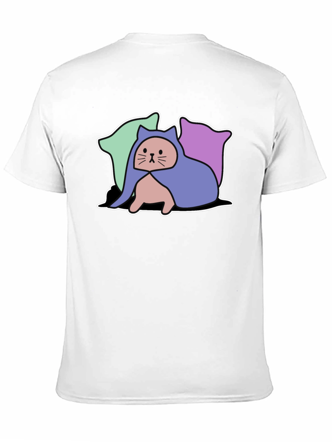 Hooded Cat Tee - Whimsical Graphic T-Shirt