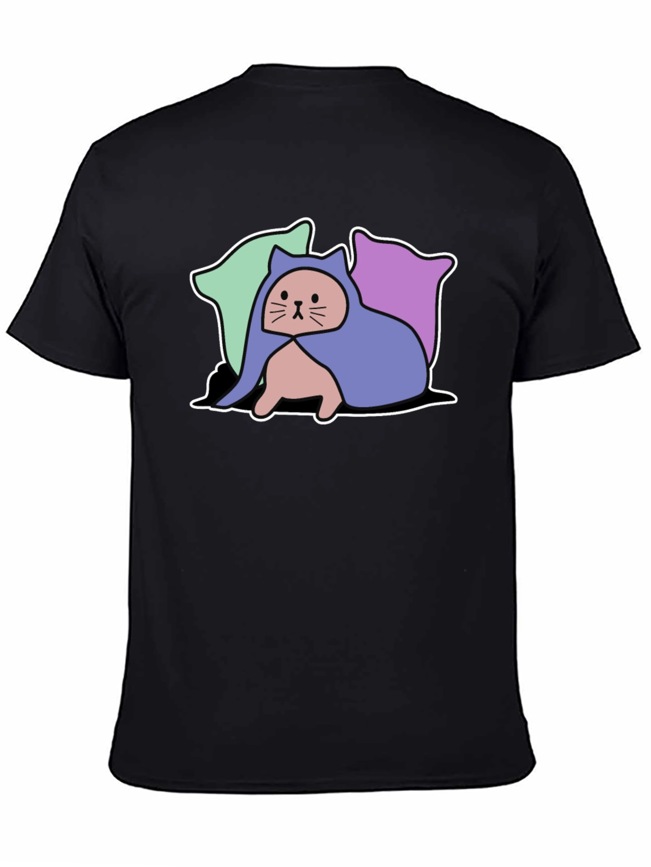 Hooded Cat Tee - Whimsical Graphic T-Shirt