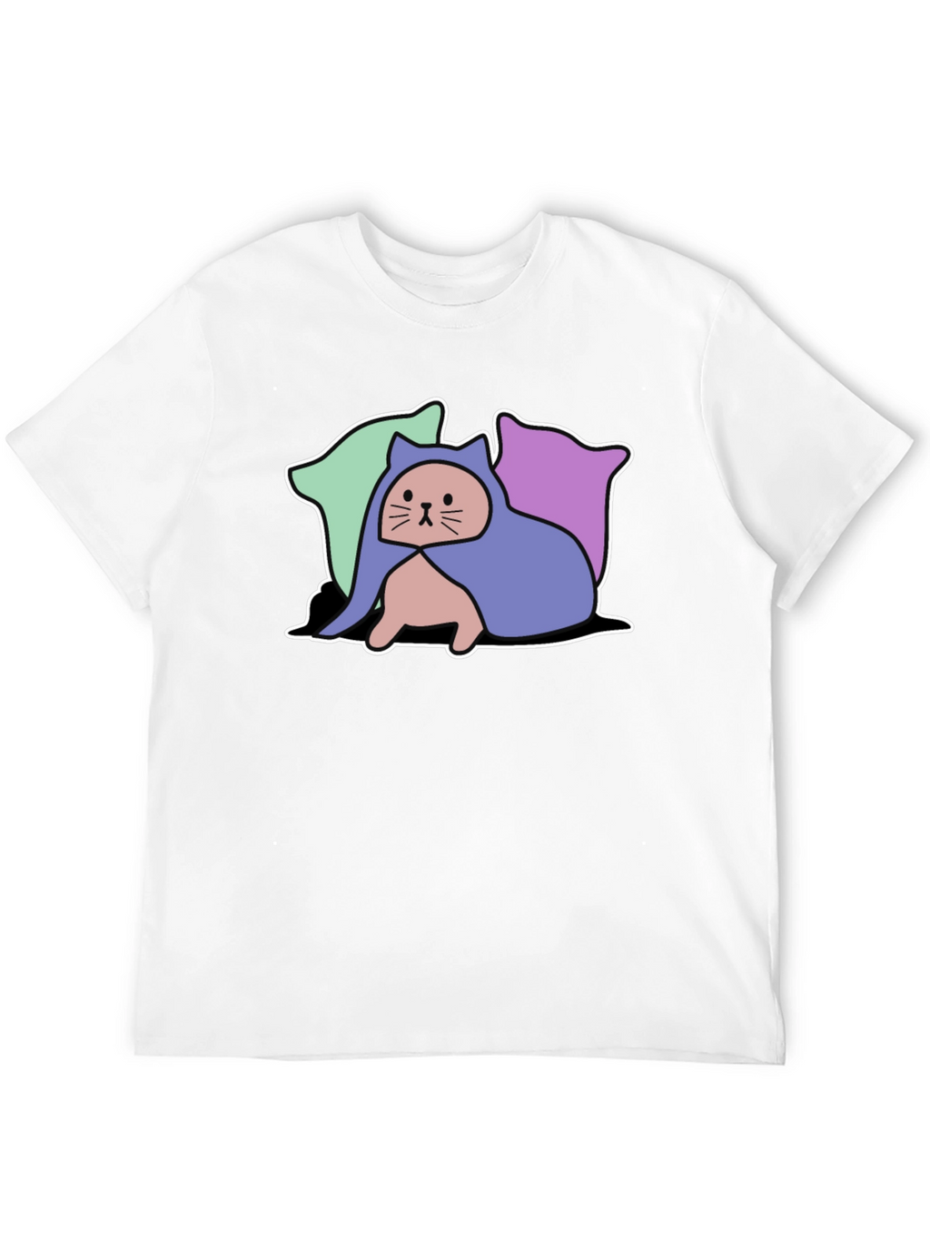 Hooded Cat Tee - Whimsical Graphic T-Shirt