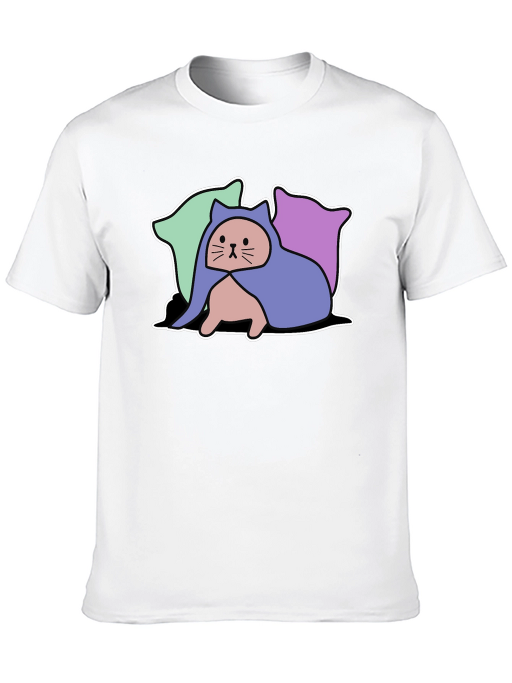 Hooded Cat Tee - Whimsical Graphic T-Shirt
