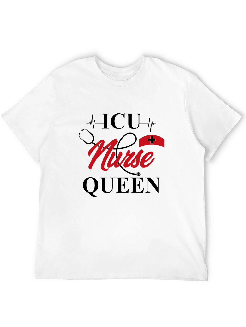 ICU Nurse Queen Black Graphic T-Shirt