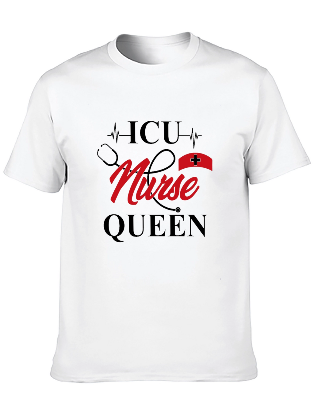 ICU Nurse Queen Black Graphic T-Shirt