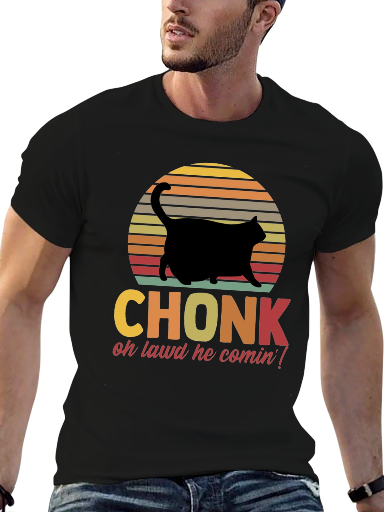 Chonk Cat T-Shirt - Oh Lawd He Comin!