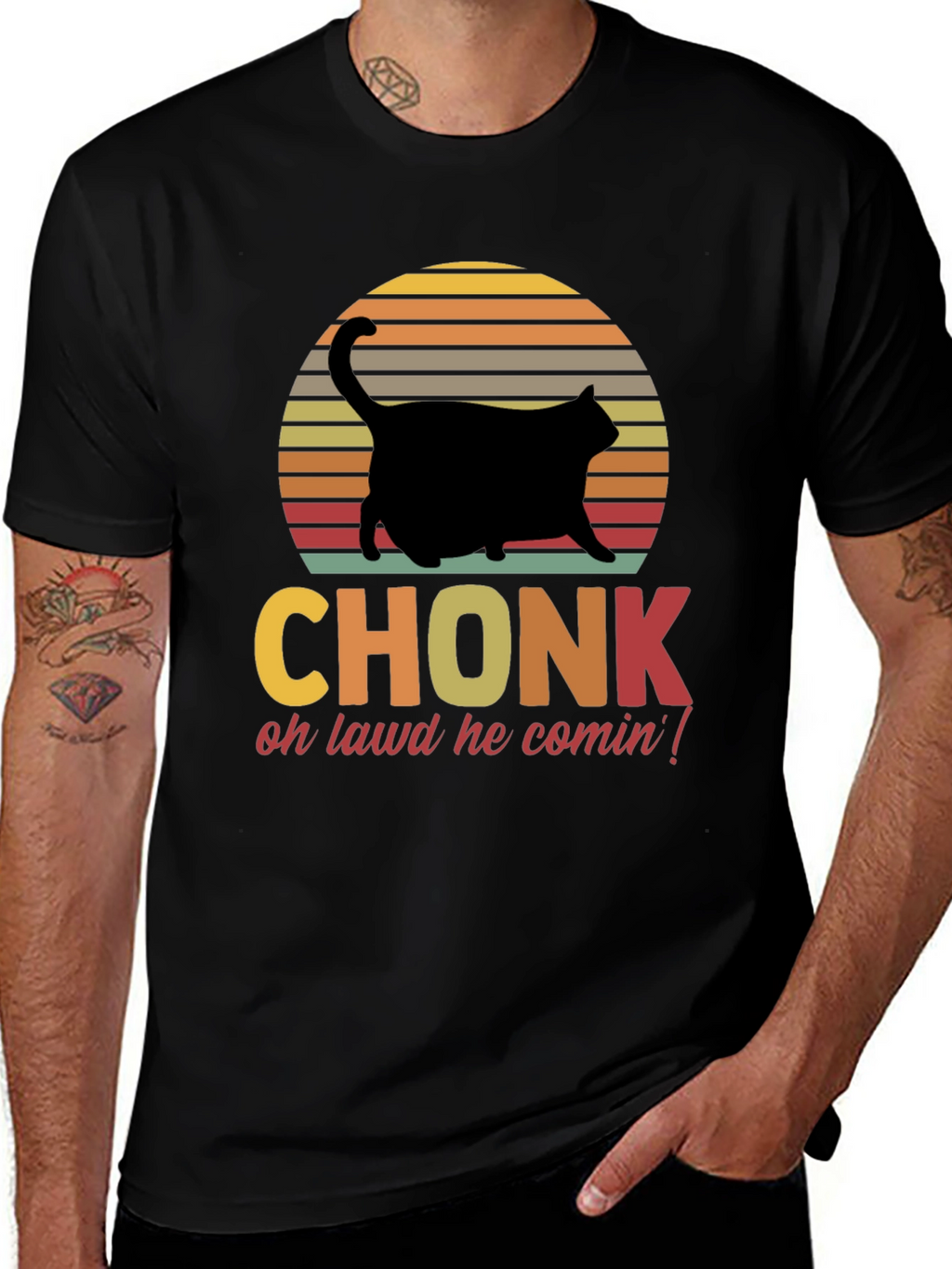 Chonk Cat T-Shirt - Oh Lawd He Comin!