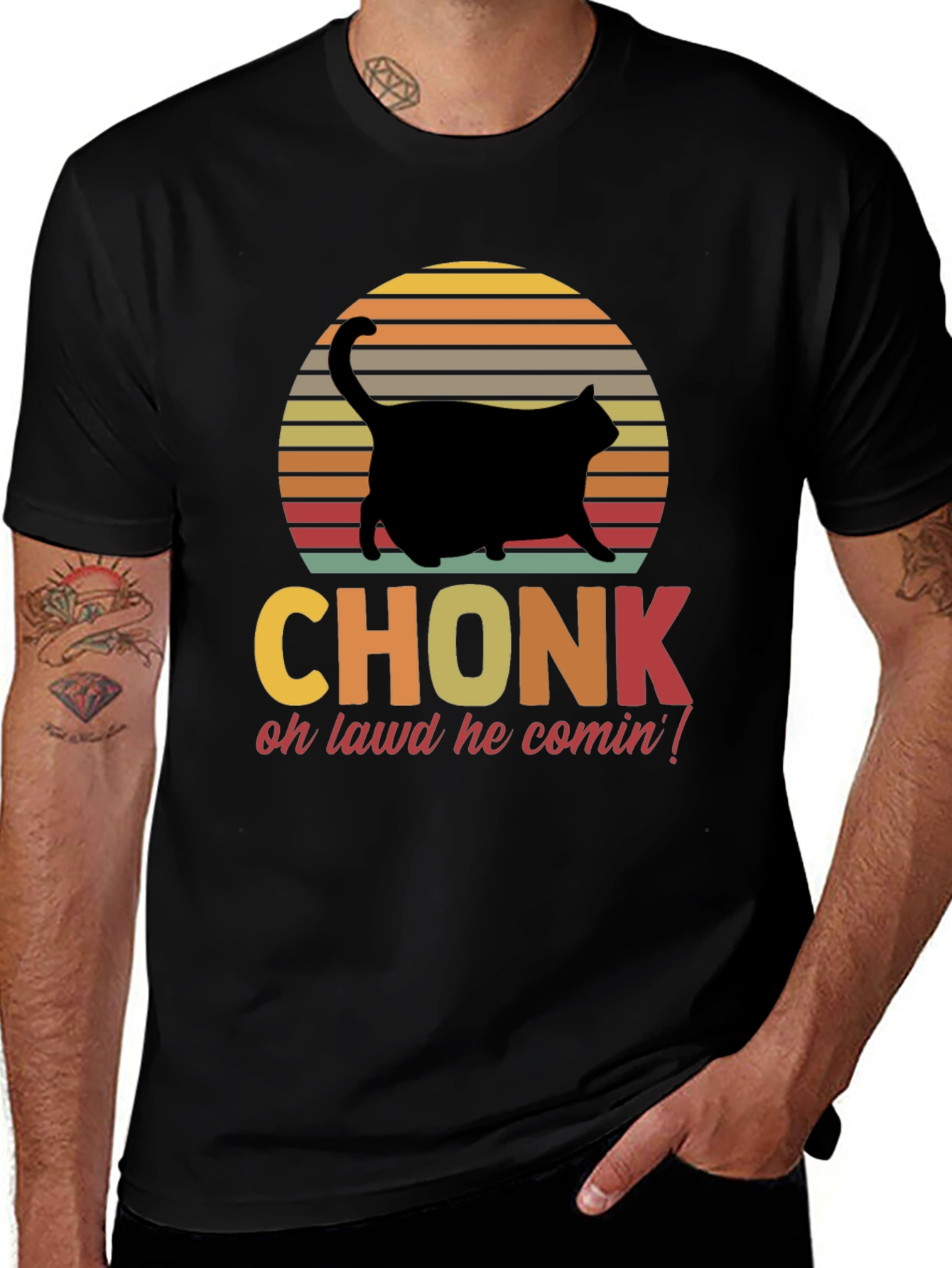 Chonk Cat T-Shirt - Oh Lawd He Comin!