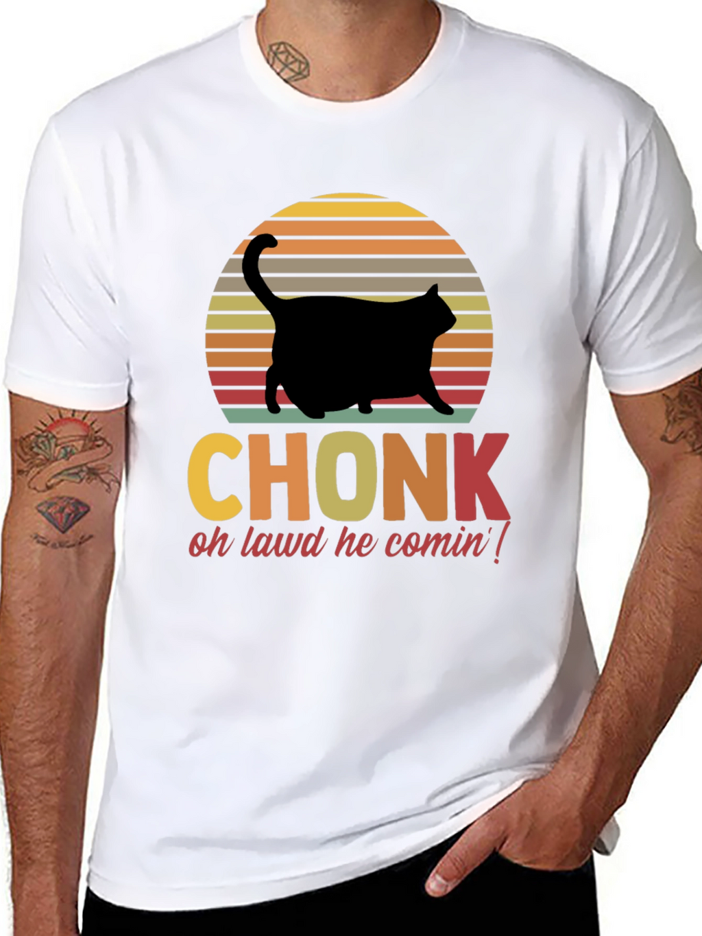 Chonk Cat T-Shirt - Oh Lawd He Comin!