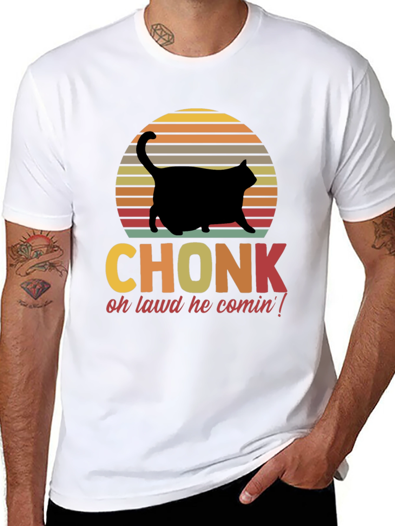 Chonk Cat T-Shirt - Oh Lawd He Comin!